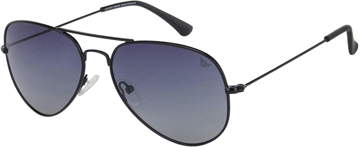 Unisex Adult Aviator Polarization Sunglasses Black Frame / Lens Gradient Blue Medium