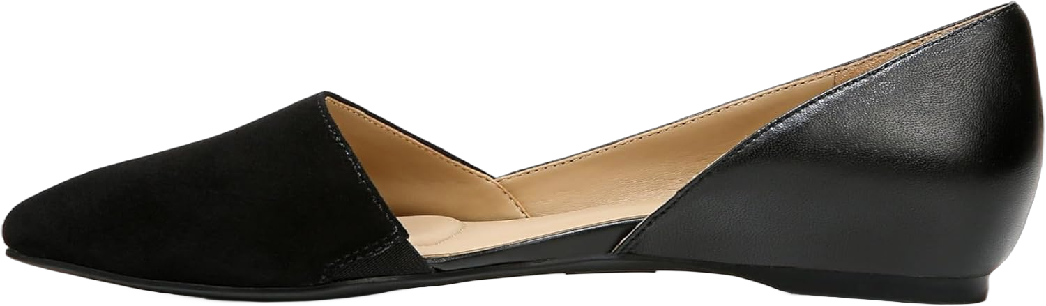 Naturalizer Womens Samantha Comfortable Pointed Toe D'Orsay Slip On Ballet Flat ,Black Suede Leather,7 W US