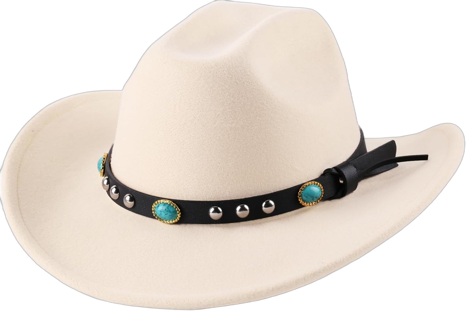 Western Cowboy Hat for Women, Wide Brim Felt Cowboy Hat, Felt Cowgirl Hats for Women Western Small-Medium Beige