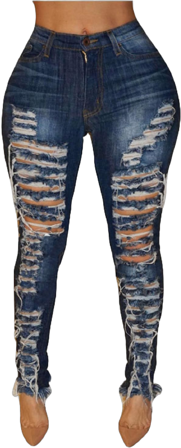 Cugoodte Jeans for Women, Women's Jeans High Waisted Ripped Stretch Skinny Butt Slim Fit Lifting Jeans Distressed Jeans Pants 3X-Large #12 Blue