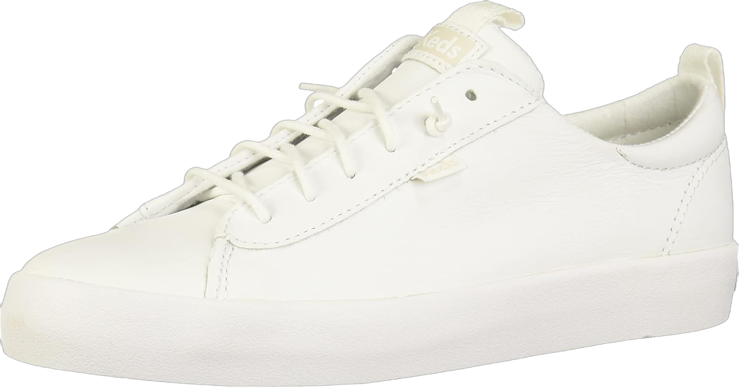 Keds Women's Kickback Canvas Slip on Sneaker 10 White Leather