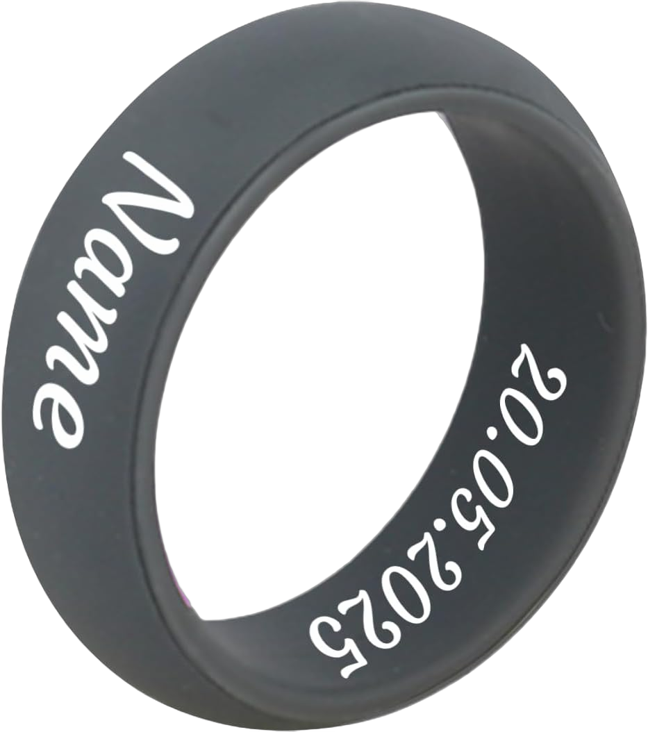 Personalized Silicone Couple Rings Set - Comfort Fit, Customizable, Available in 13 Colors(2 packs) Grey