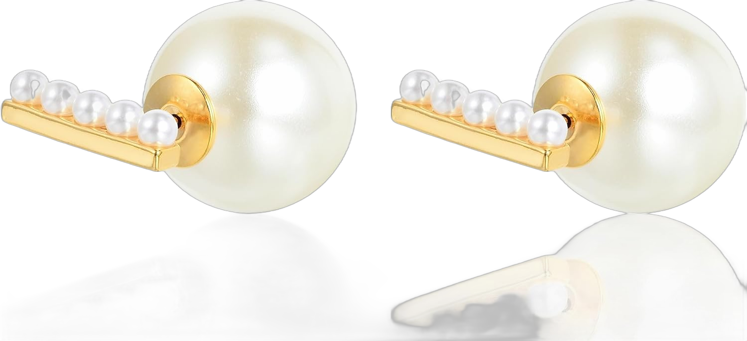 Gold Pearl Earrings,Small Pearl Lightweight Studs for Women's Trendy 18k with Pearl Shell Earrings for Teen Gold-2