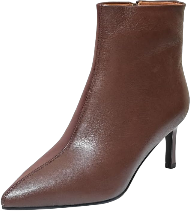 Women's Classic Pointed Toe Heels Leather Ankle Boots 5.5 Brown