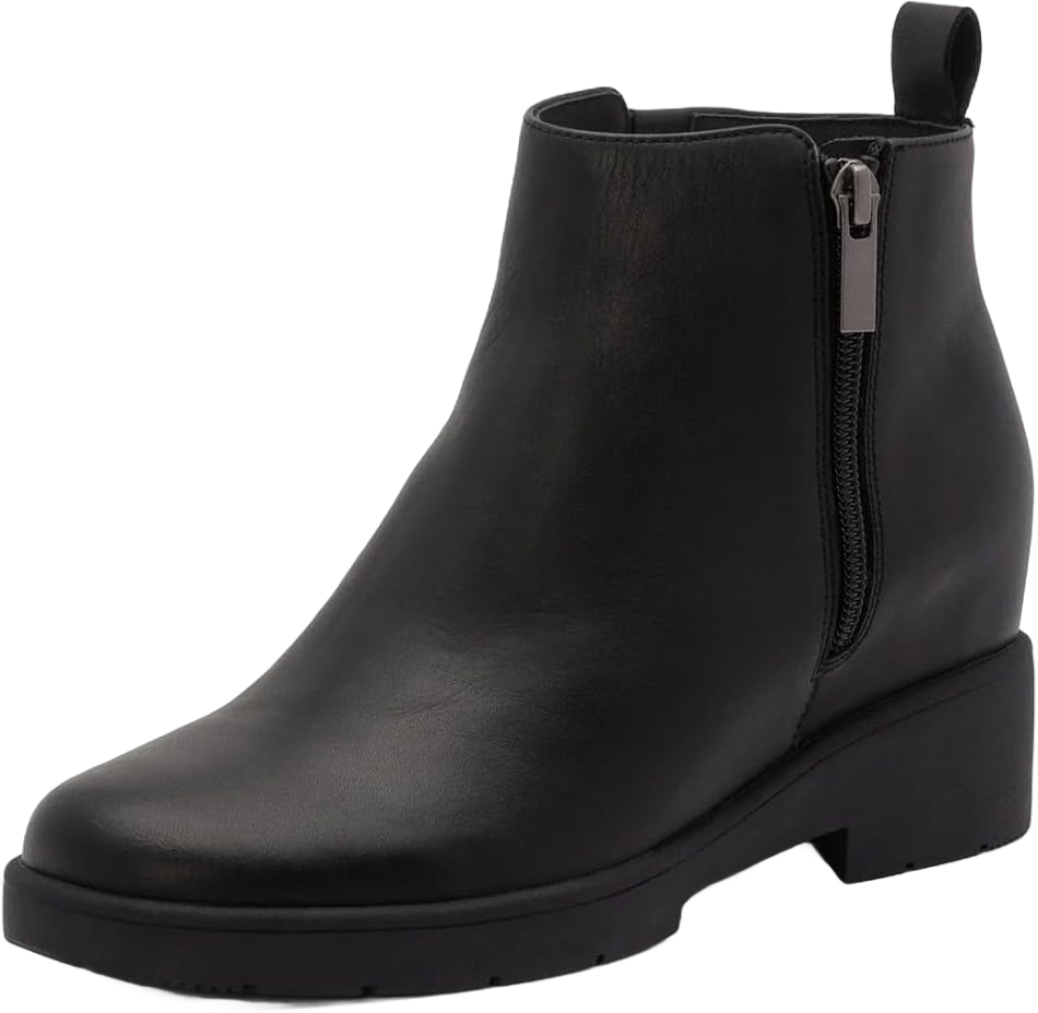 ABEO Horizon Zip Ankle Booties for Women | Fall Boots for Women | Water Resistant Leather | Built-In Orthotic Insole 9 Black