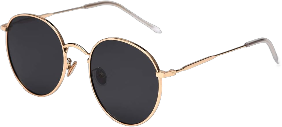 Metal Round Sunglasses Women Polarized Retro Sun Glasses for Men Driving Eyewear Gold With Black