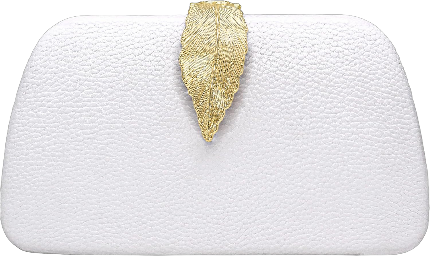 Milisente Clutch Purses For Women, Solid Suede Evening Clutch Bag Shoulder Bag With Metallic Leaves Clasp Leather White