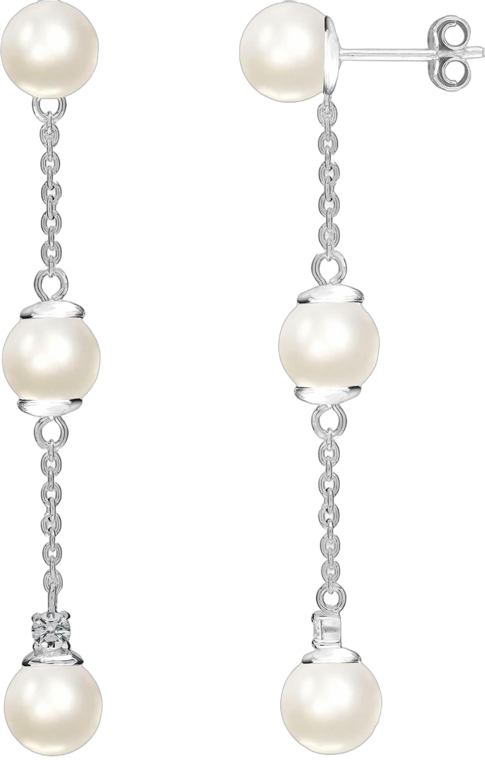 LeCalla 925 Sterling Silver Dangle Earring Lightweight Tassel Long Chain Drop Dangle Earrings for Women Pearl Stud-Drop-50MM