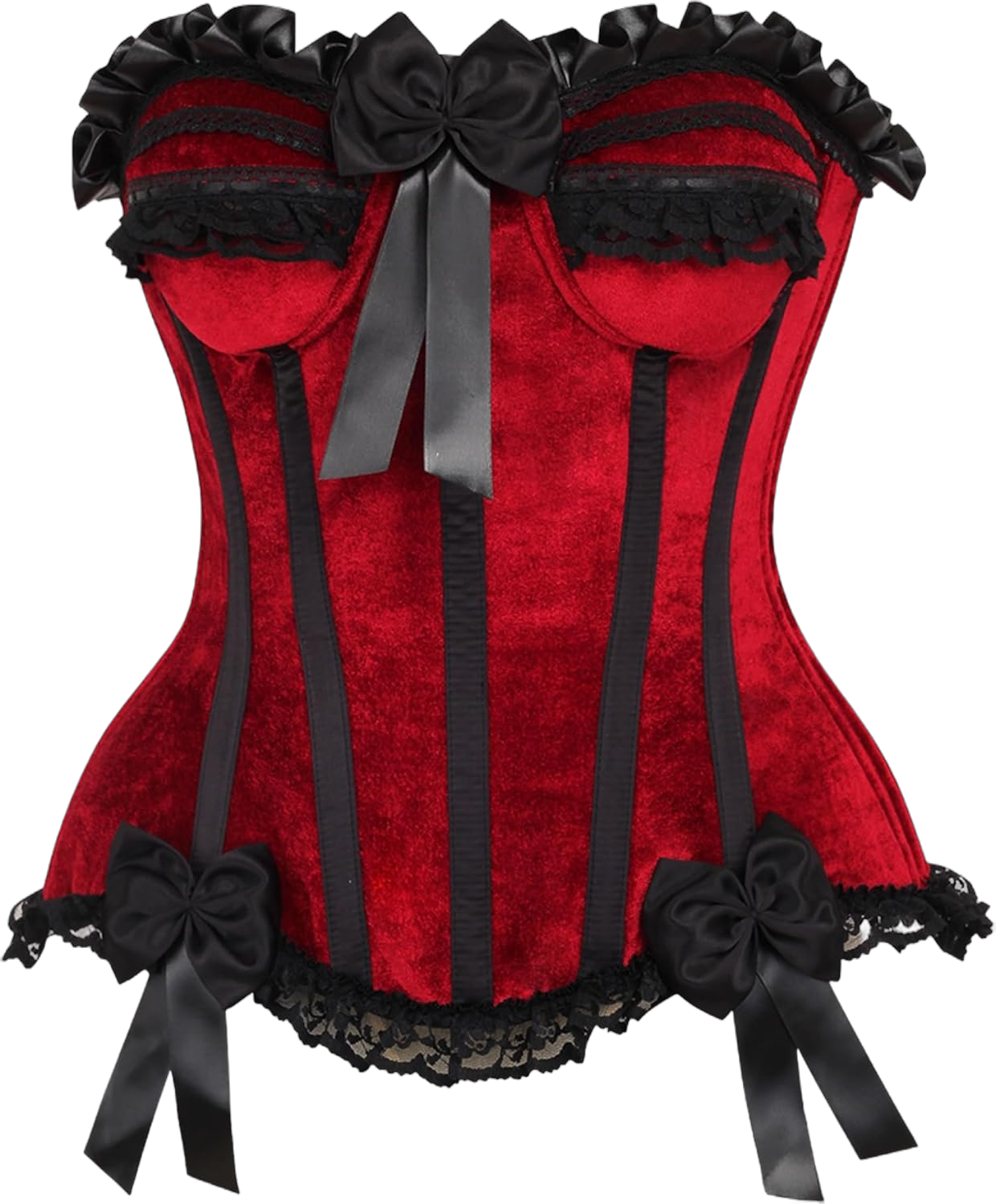 Daisy corsets Womens Top Drawer Dark Red Velvet Steel Boned Burlesque Corset 3X Red