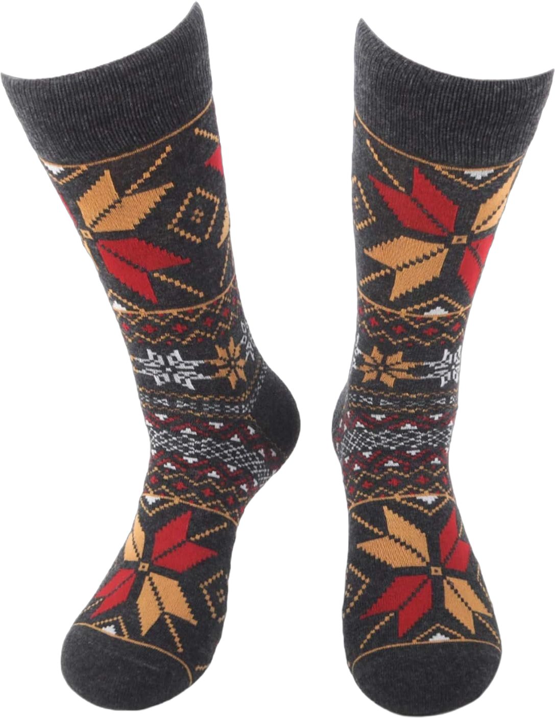 Urban-Peacock Men's Novelty Socks - Multiple Patterns! Fair Isle Vintage Winter - Charcoal 6