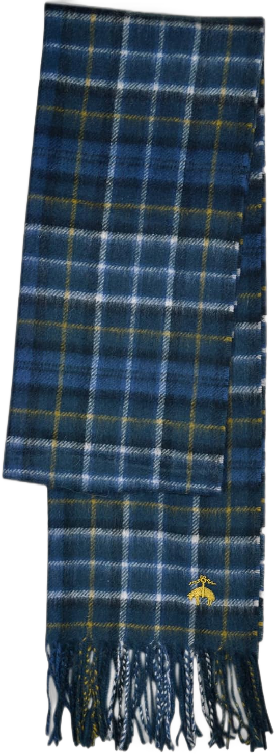 Brooks Brothers Mens Plaid 100% Wool Frayed Ends 70" x 12" Rectangle Scarf,