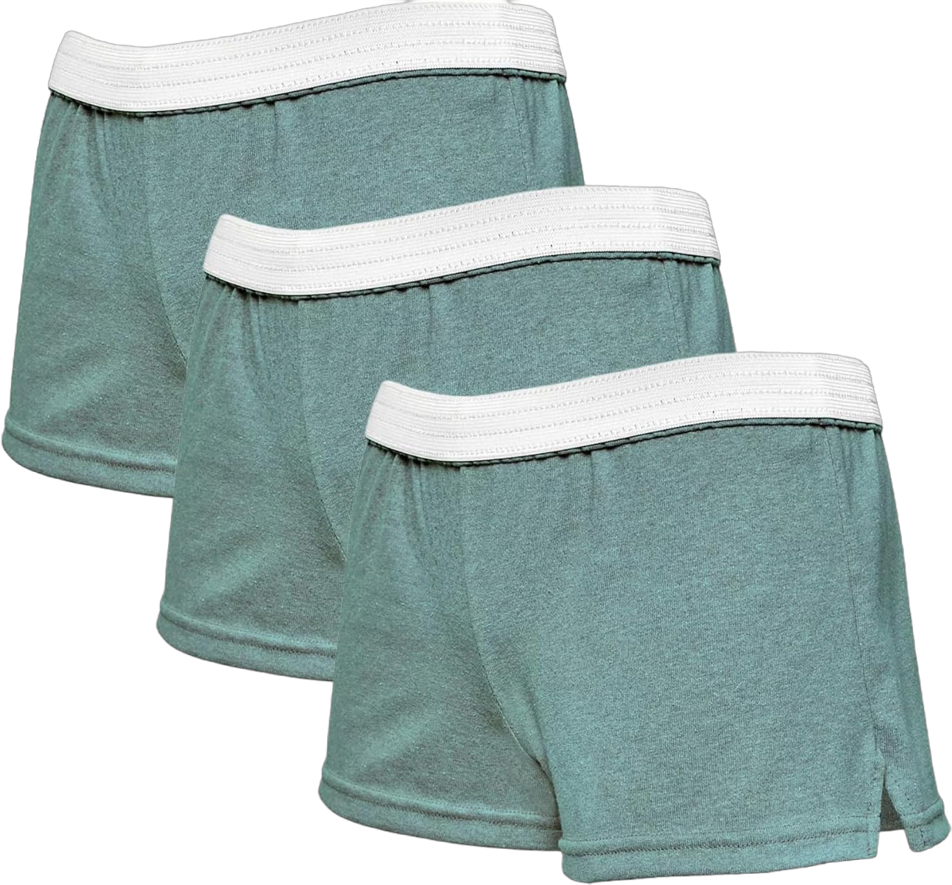 Soffe Womens Fashion Juniors' Authentic Cheer Shorts - 3 Pack Large Moss Heather