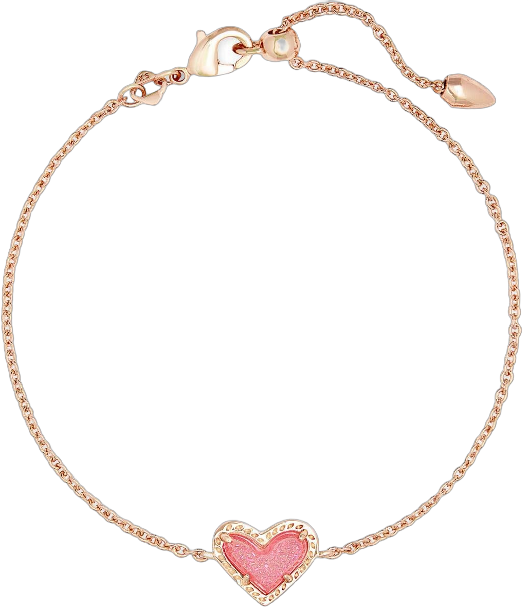 Kendra Scott Ari Heart Link Chain Bracelet for Women, Fashion Jewelry ROSE GOLD - PINK DRUSY