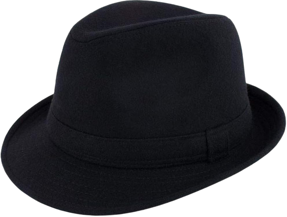 Men's Classic Manhattan Structured Gangster Trilby Fedora Hat Short Brim Panama Hat One Size Black