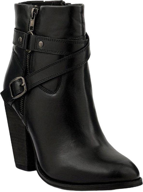 Rag & Co Womens CAT-TRACK Black Leather Ankle Boots 7