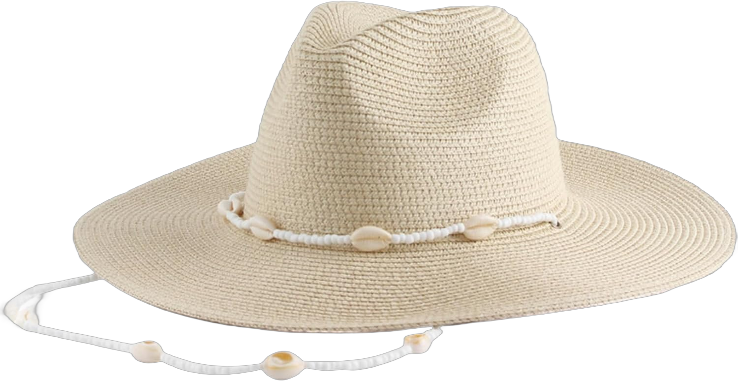 Womens Sun Hat with Seashell Beaded Chain Wide Brim Hats for Women Sun Protection Straw Hat for Summer Beach Seaside Picnic One Size Beige