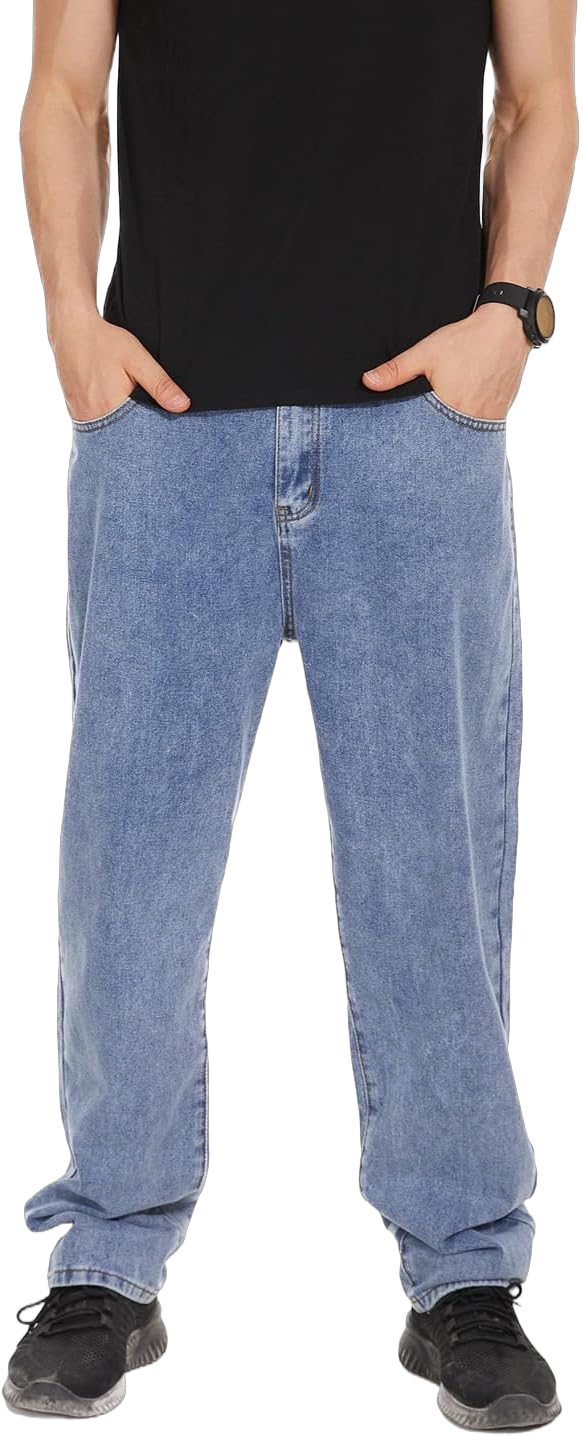 Men's Baggy Vintage Jeans Hip Hop Loose Fit Denim Pants 90s Classic Comfort Dance Skateboard Jean (9904-Blue-46)