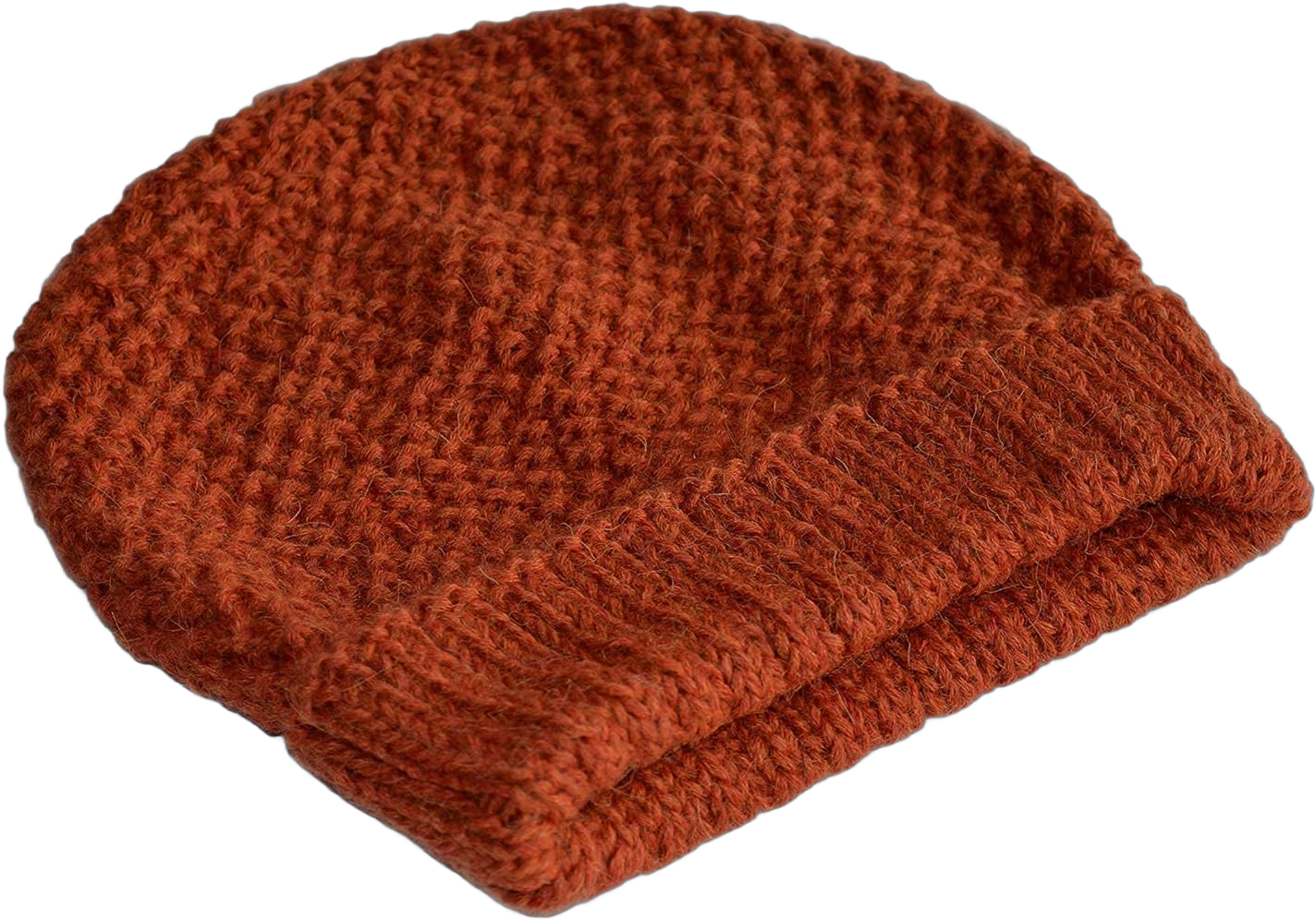 Invisible World Women's Baby Alpaca Wool Hat Knit Beanie Winter One Size Burnt Orange