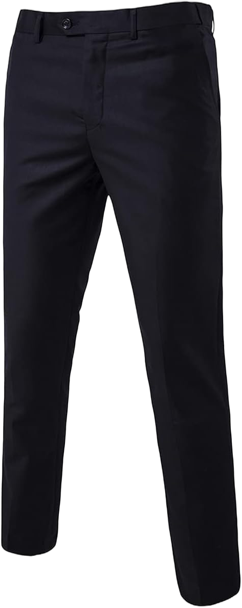 Mens Classic Slim Fit Fit Stretch Flat Front Slacks Dress Pants X-Large A/Black