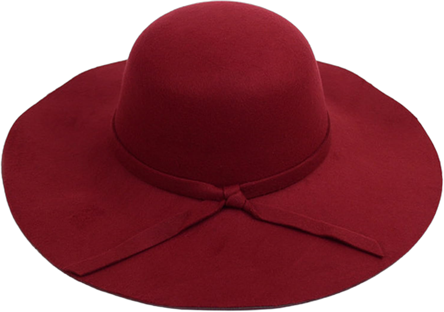 Nollia Women's Floppy Sun Hat with Bowknot - Wide Brim Fashionable Felt Hat Burgundy