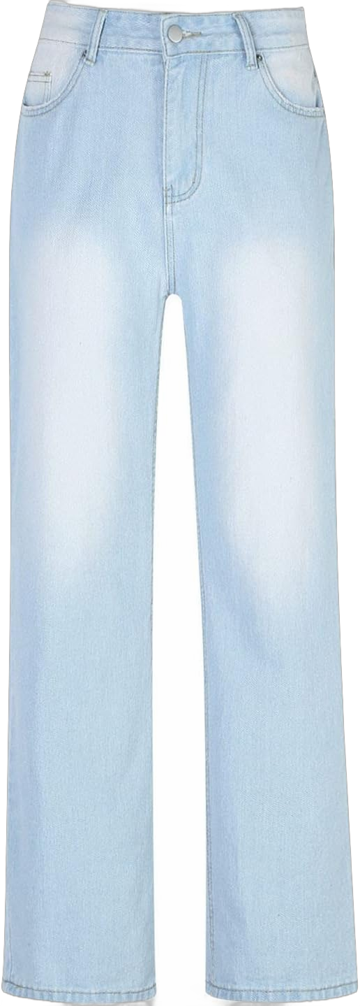 Women Casual Baggy Wide Leg Jeans Retro Loose Boyfriend Denim Long Pants Vintage Casual Jean Trousers Streetwear X-Large Light Blue