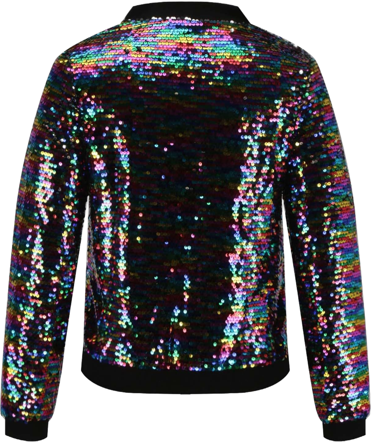 Glitter Sequin Baseball Jacket for Women Full Zip Up Sparkle Bomber Jacket Fall Winter Fashion Crop Outcoat Plus Size Medium Multicolor