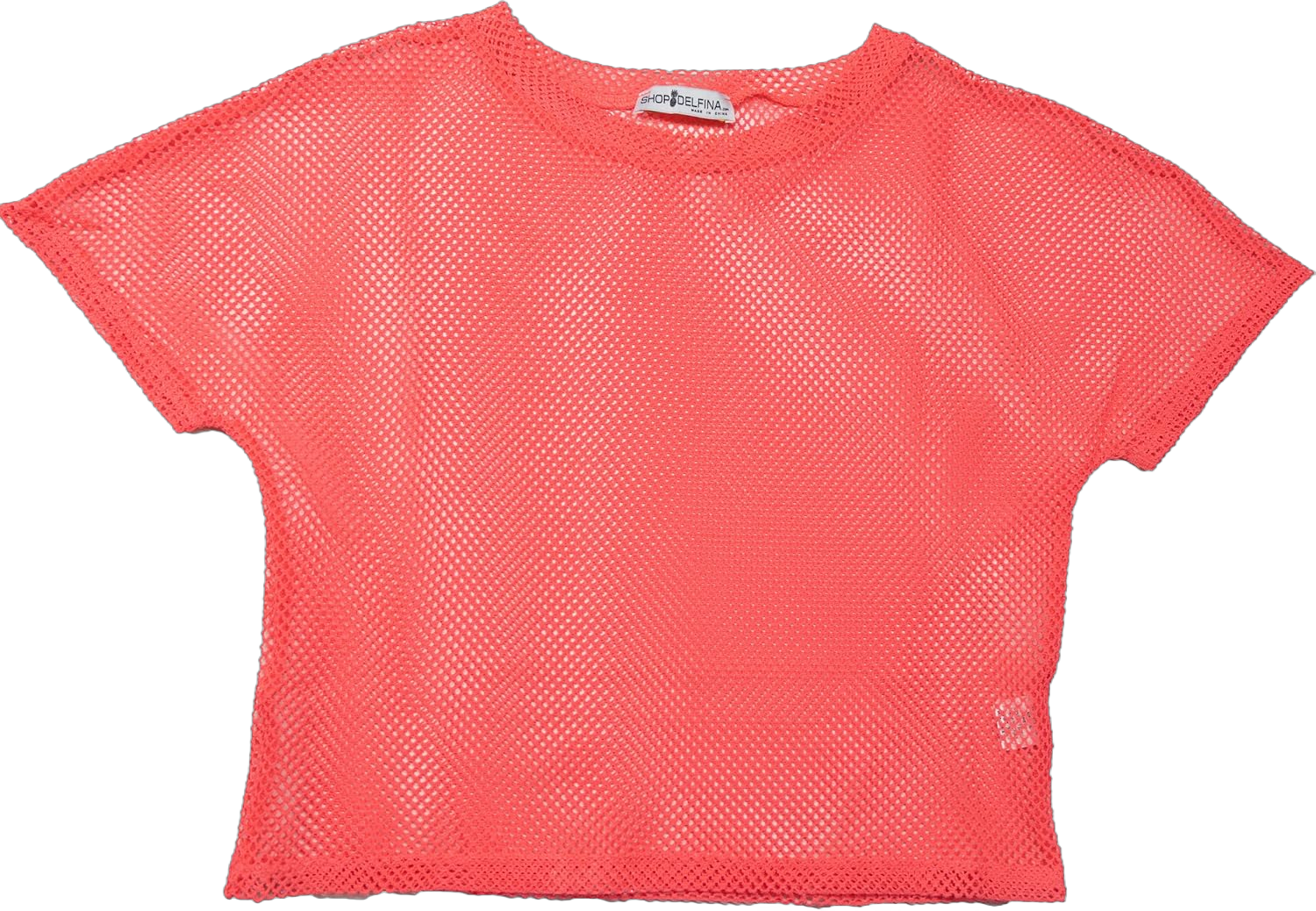 Sheer Mesh Fishnet Rave Festival Women's Crop Top XX-Large Neon Pink