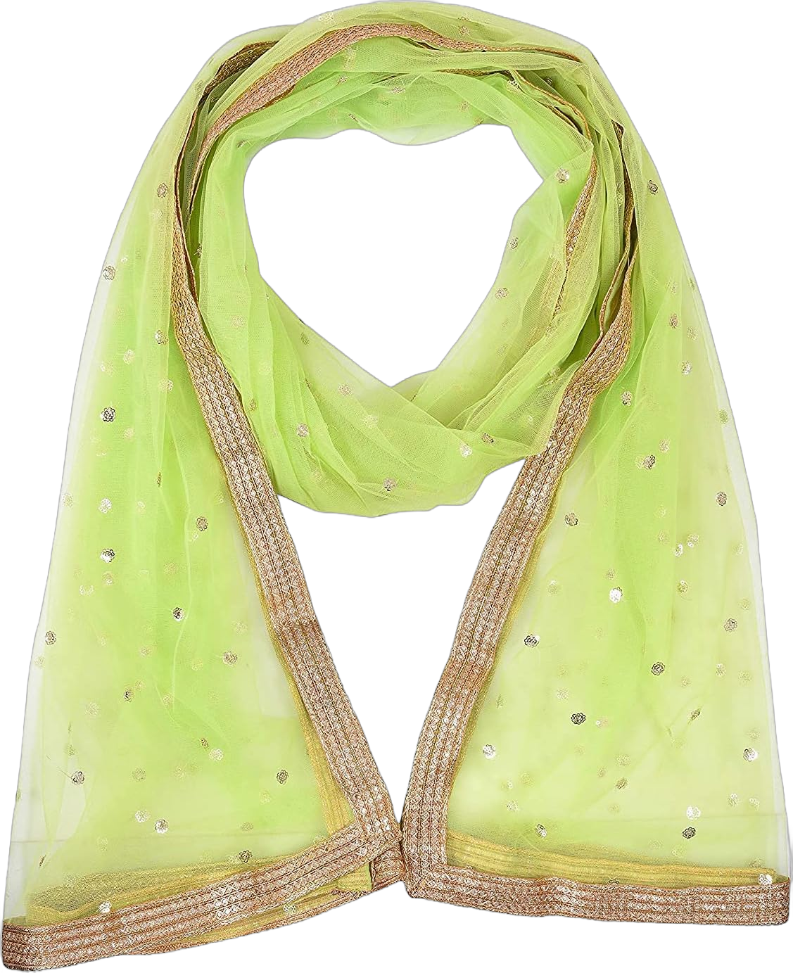 themilestocks TMS Woman's Embellished Net Dupatta Scarf Shawl Wrap Soft Indian Bridal Wedding 87 Inches X 44 Inches || 220 cm X 112cm Yellow Green