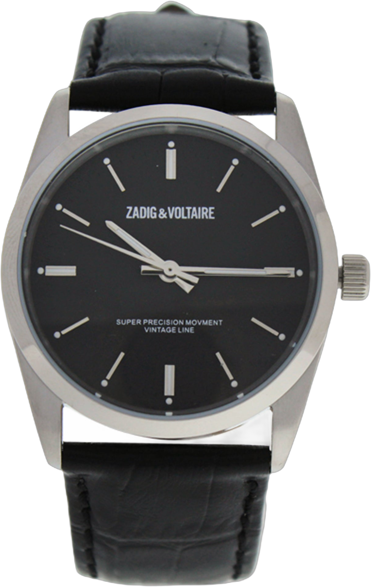 ZVF234 Fusion - Silver/ Black Leather Strap Watch by Zadig & Voltaire for Unisex - 1 Pc Watch