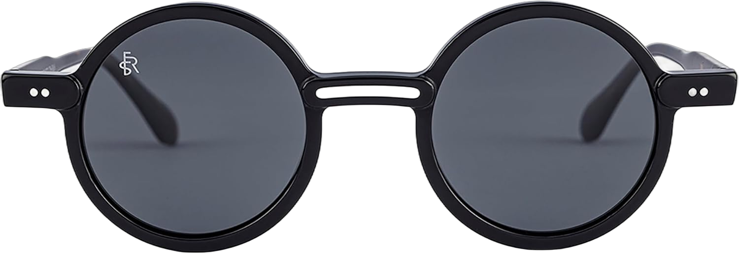 Acetate Round Sunglasses UV Production Men and Women Sunglasses Spring Summer Sunglasses - Chico Black