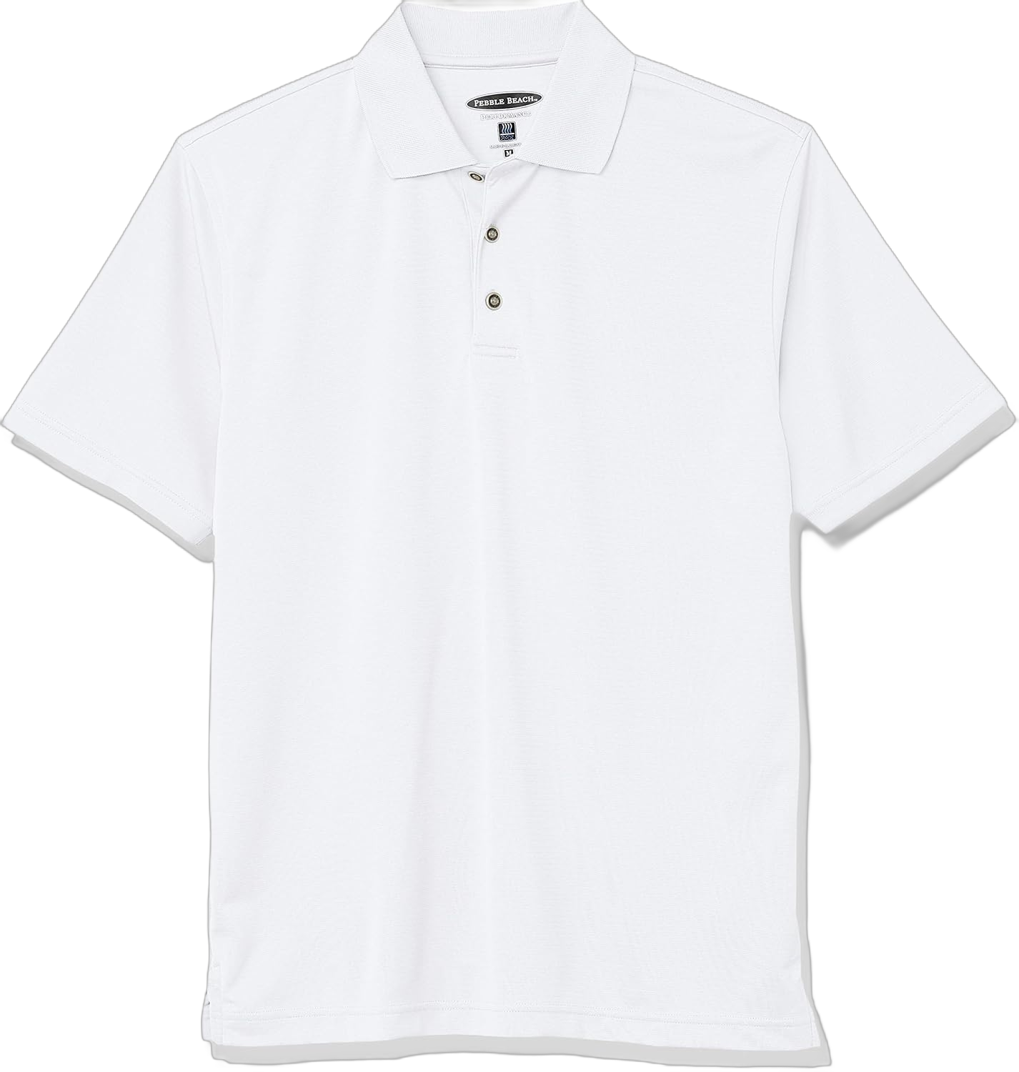 Men's Pebble Beach Golf Polo Shirt with Short Sleeve and Horizontal Textured Design Medium White