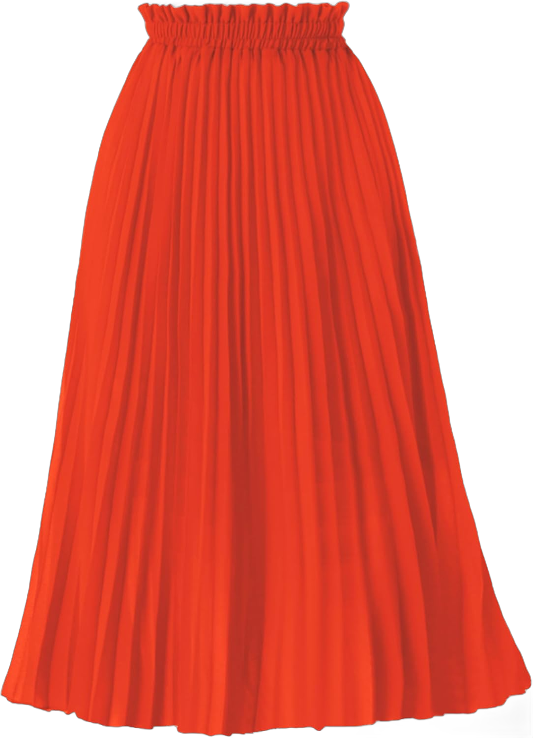 GOOBGS Women's Pleated A-Line High Waist Swing Flare Midi Skirt 3X-Large Orange