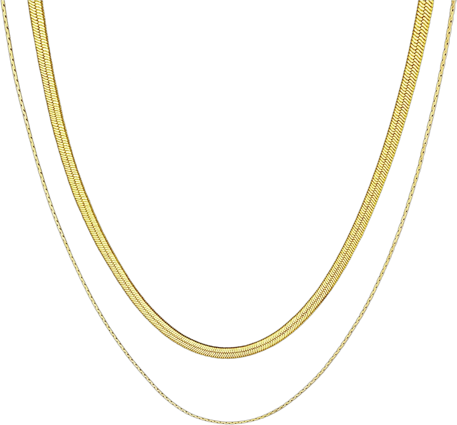 Gold Layered Necklaces for Women, 14K Real Gold Plated Dainty Necklace | Bar, Disc, Cross, Snake Chain, Paperclip Chain Two Layered snake chain&thin necklaces