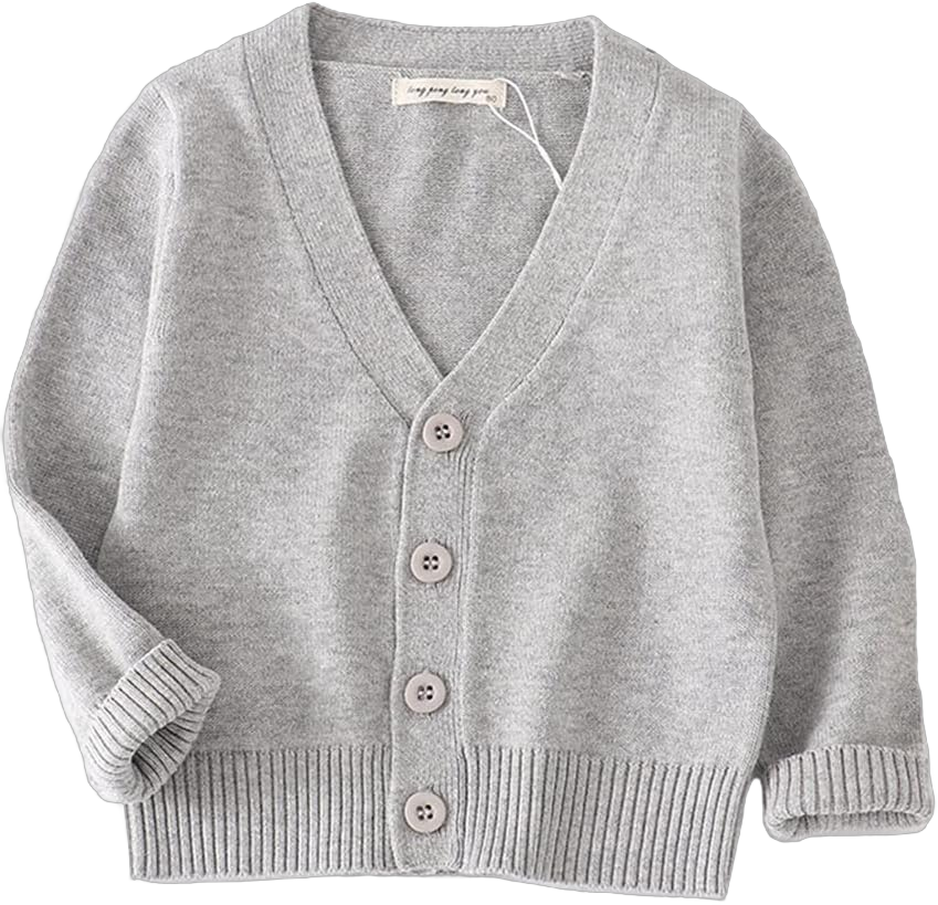 PTPUKE Unisex Boy' Girls' Cardigans Sweater V-Neck Long Sleeve Button Soild Cotton Knit Sweaters for 1-8 Years 5-6 Years Grey