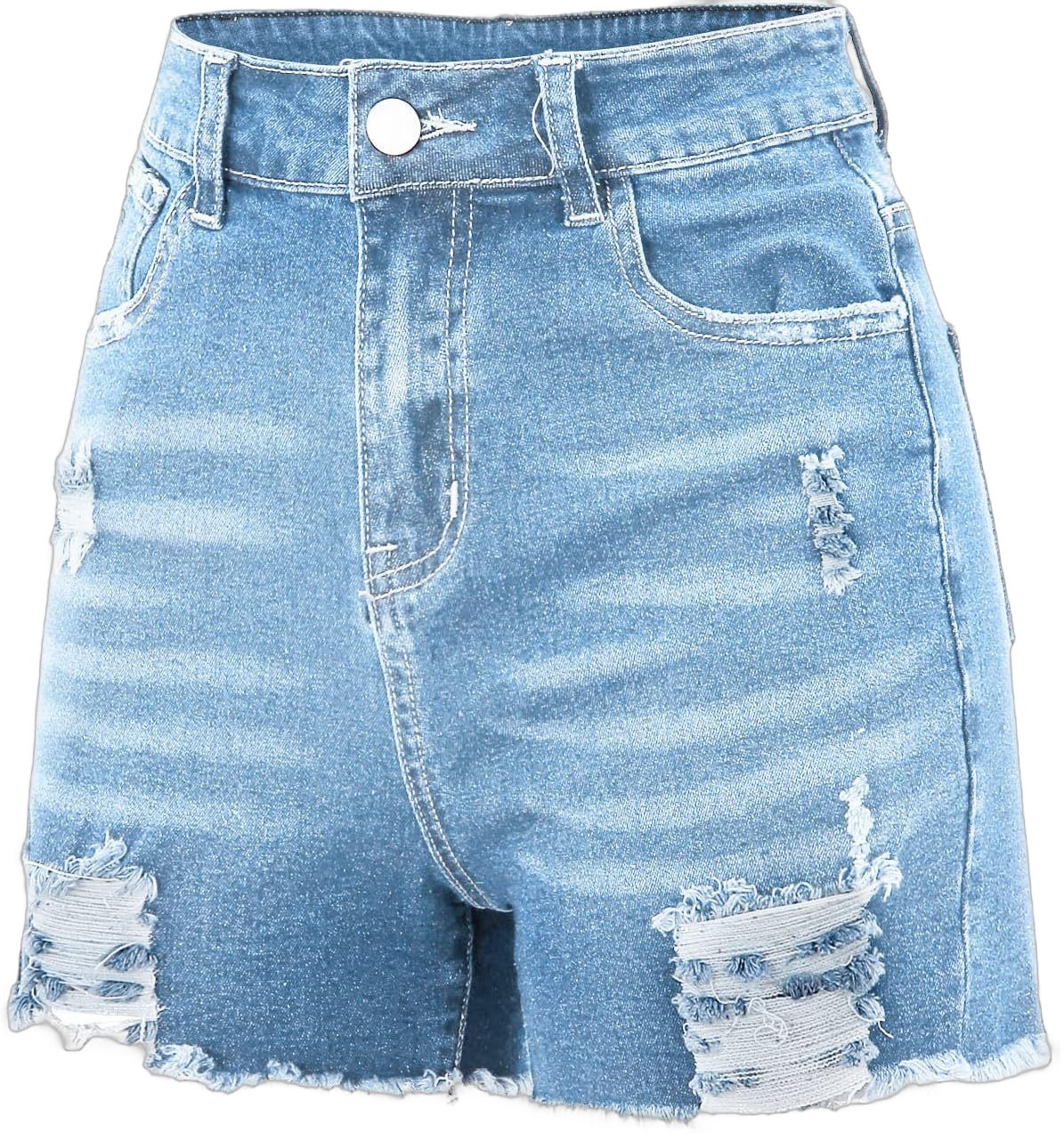 High Waisted Denim Shorts for Women Trendy 2024 Summer Ripped Stretchy Jean Shorts Dressy Casual Medium #G02-light Blue