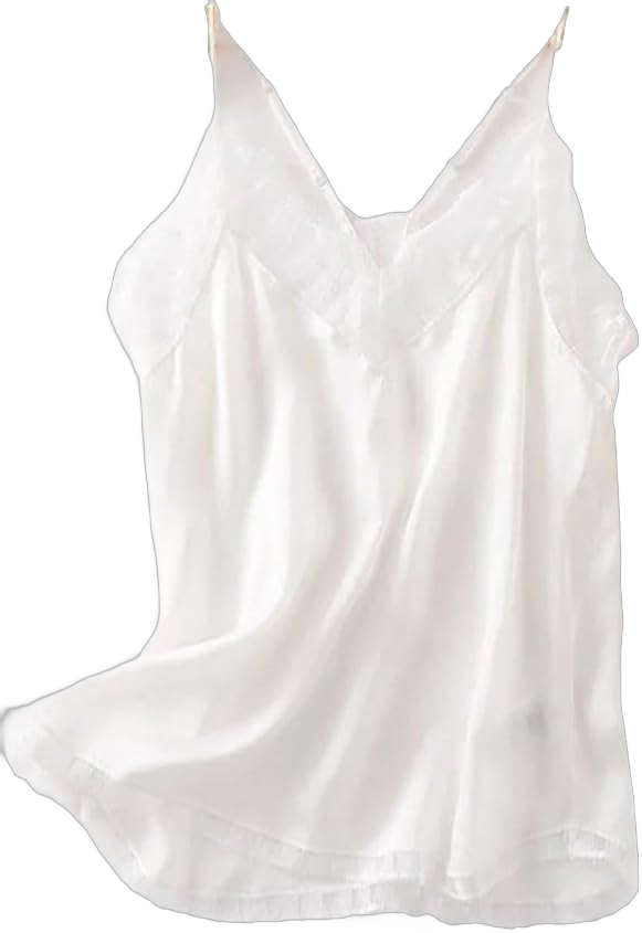 Women Silk Camisole Lace Chic Camis Spring Summer Solid Bottoming Shirt X-Large White