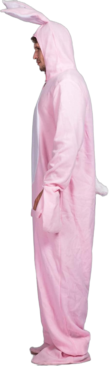 YESBOR Unisex 1-Piece Animal Pajamas Costume Easter Bunny Outfits for Adults Pink White One Size