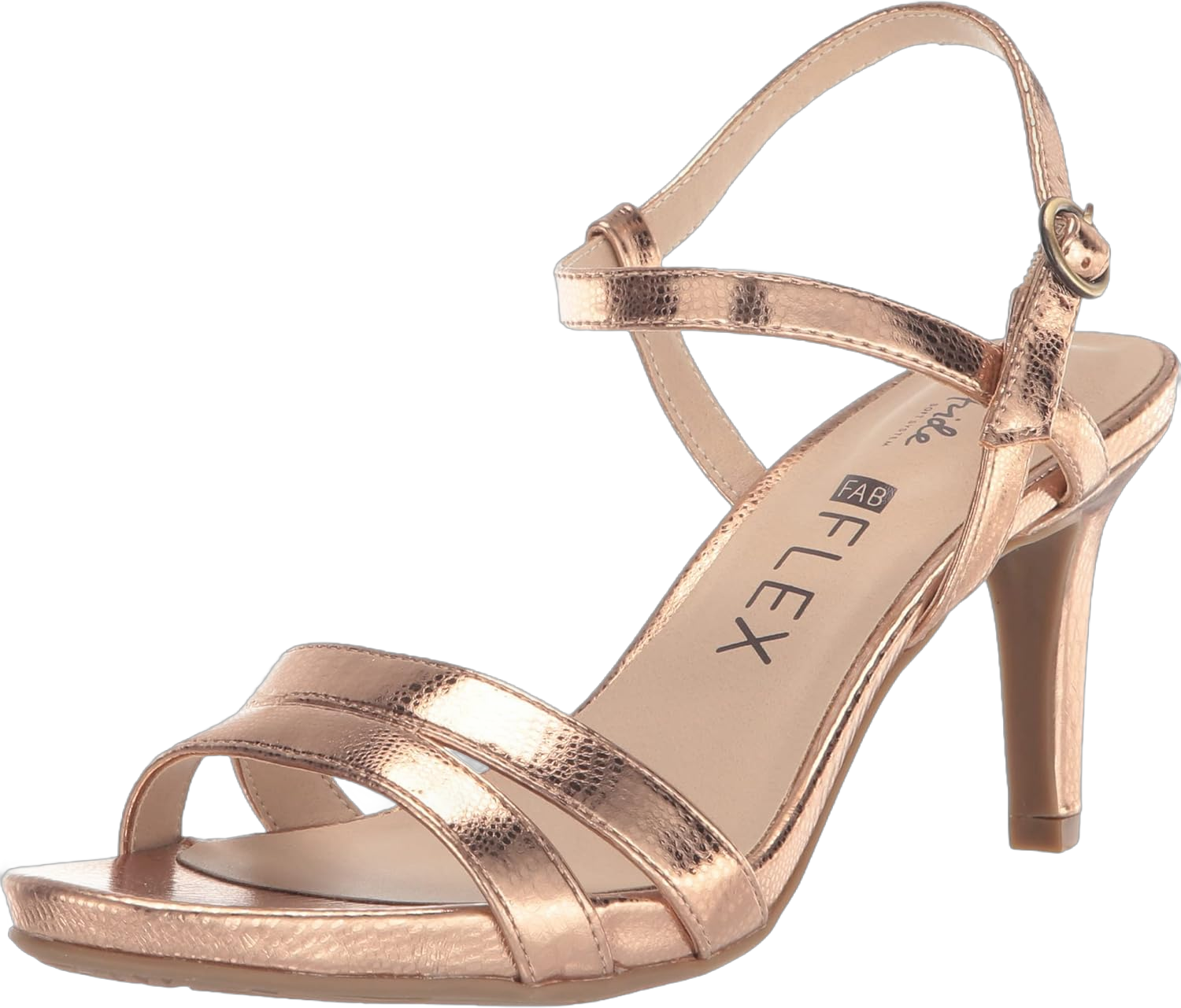 Lifestride Women's Miracle Strappy Heeled Sandal 8 Wide Copper Metallic