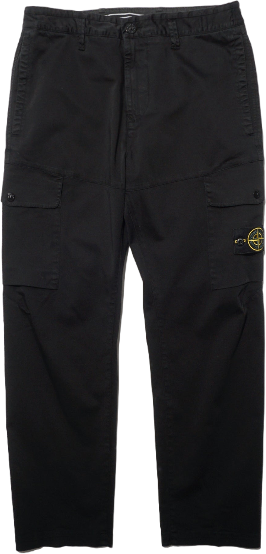 COTTON SATIN STRETCH CARGO PANTS "BLACK"