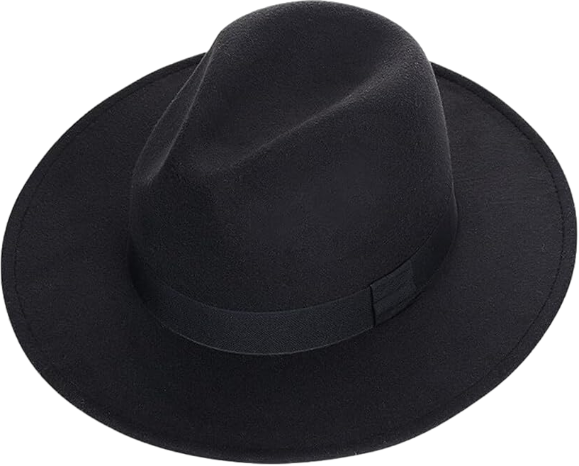 Classic Black Jazz Hat Fashion Fedora Hat Wide Brim Pork Pie Boater Hat Elegant Wool Felt Winter Hat for Women and Men