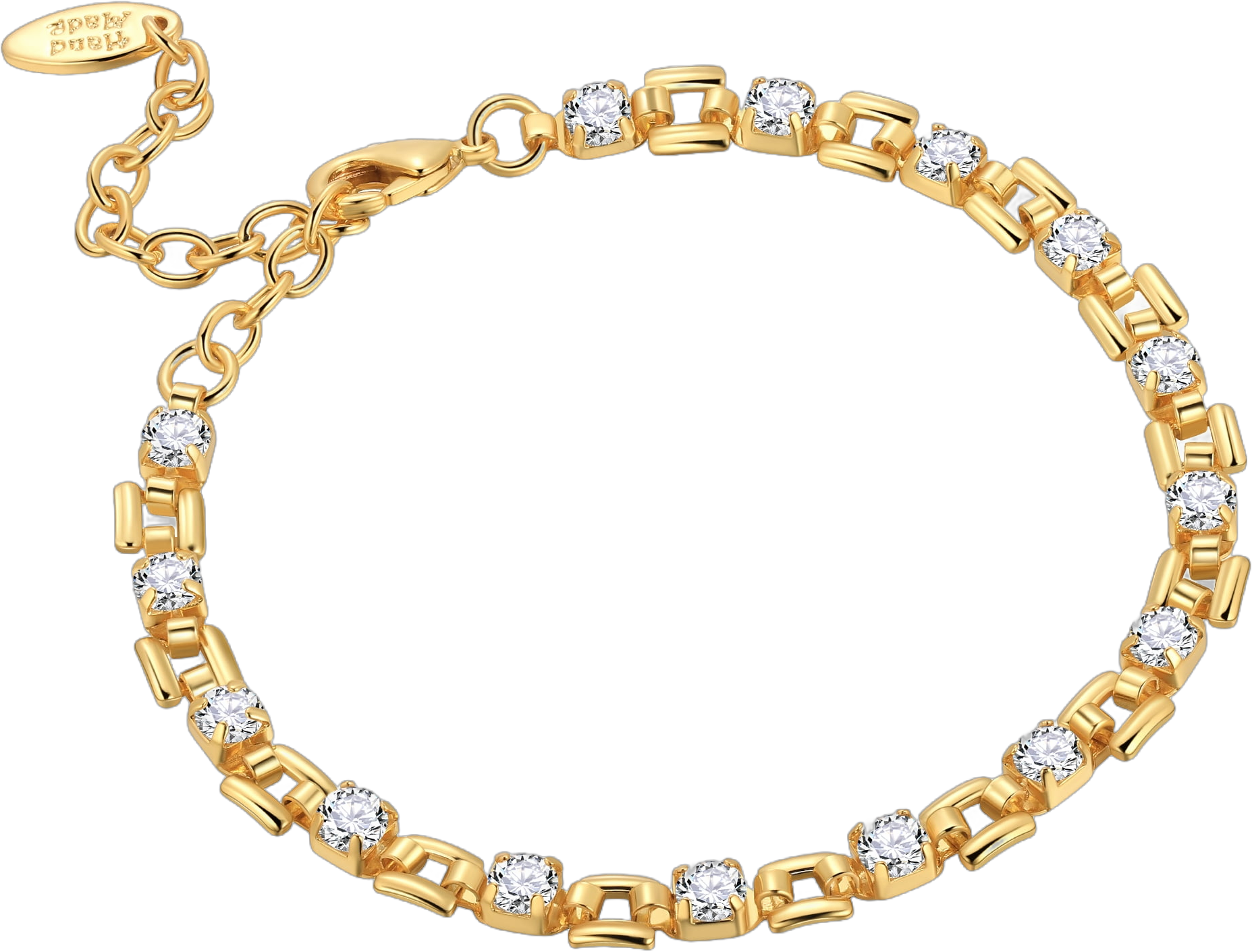 Fasjewly 18K Real Gold Plated Tennis Bracelet|Womens CZ Chain Bracelet|Yellow Gold Gemstones Charm Bracelet