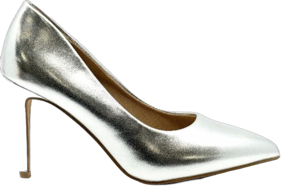 Women's Classic Pointed Toe Heel Dress Pumps Shoes 10 Silver Metallic