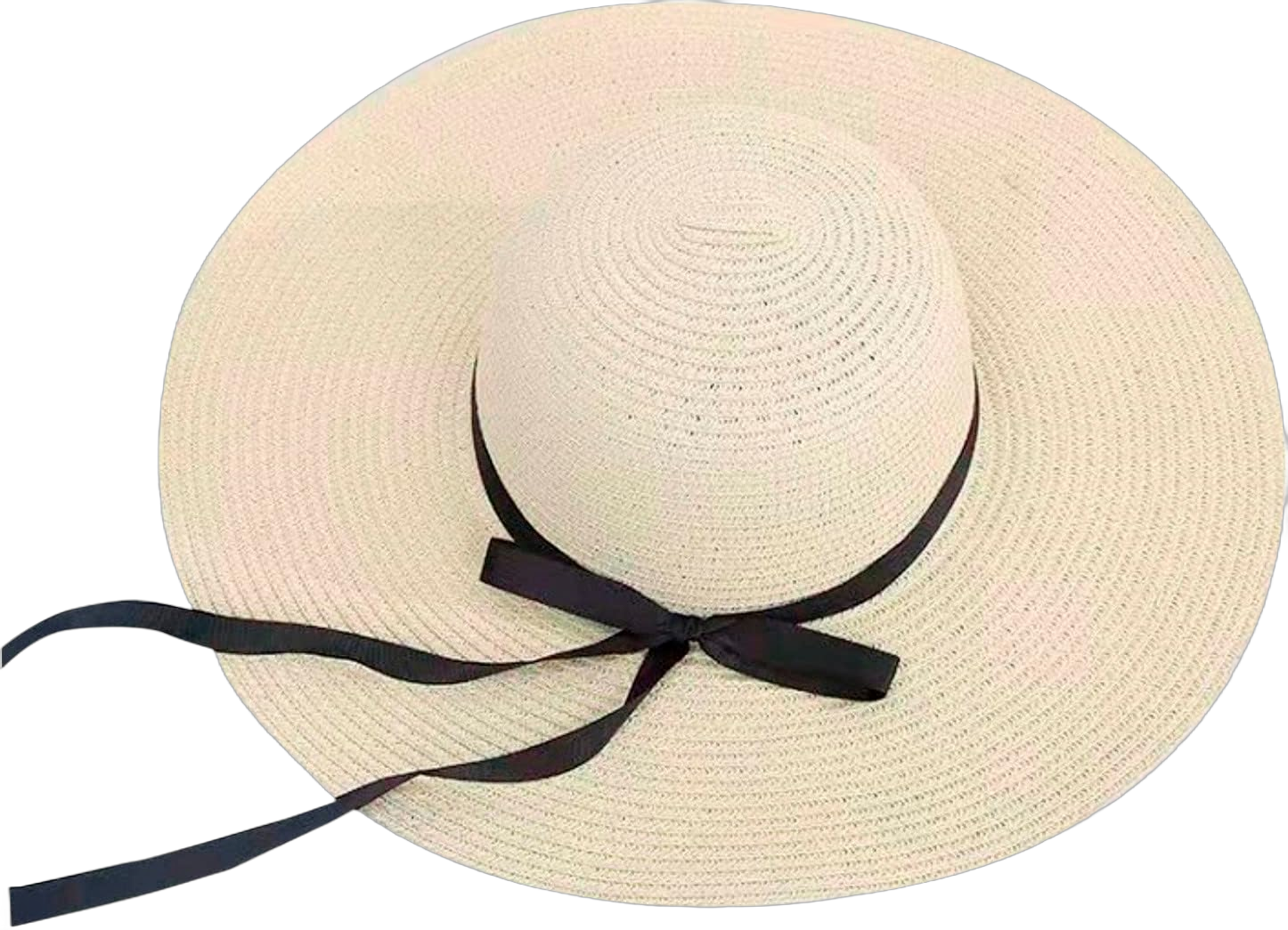 Women's Sun Hat Ladies Big Brim Straw Hat Sun Floppy Wide Brim Hats Bowknot Folding Beach Cap Casual (Beige, One Size)