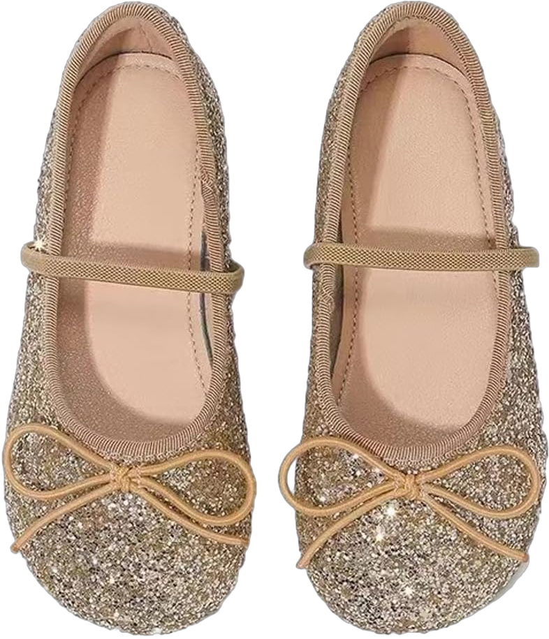 Girls Dress Shoes Glitter Mary Jane Princess Toddler Little/Big Kid Party Flats 11 Little Kid Gold