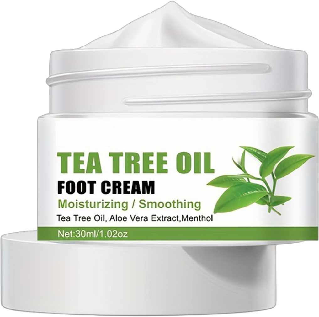 Tea Tree Foot Cream, 30ml Moisturizing and Smoothing Foot Cream with Tea Tree Oil and Aloe Vera Extract for Cracked Foot Jock Itch, Ringworm, Cracked Heels and Itchy Skin Daily Women Men Foot Care