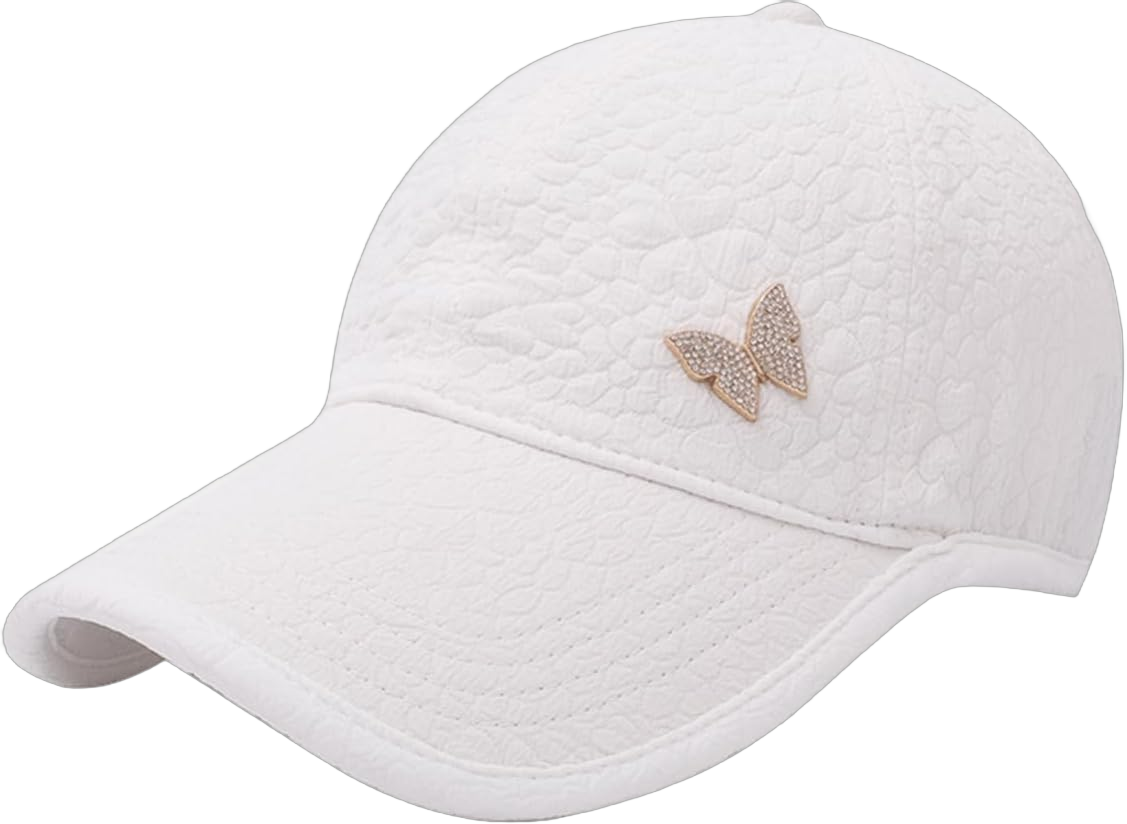 Summer Visor Beach UV Protection Sun Hat Peaked Cap Golf Sports Baseball Cap Trucker Butterfly Hats for Women 6 3/4-7 5/8 White