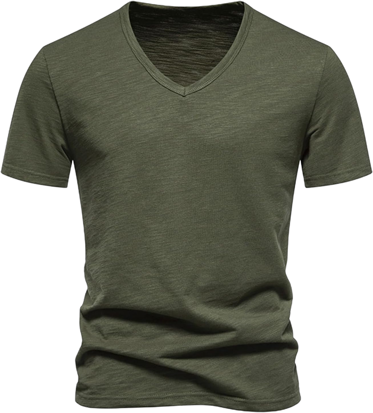 Men's V-Neck T-Shirts Soft Fitted Premium Classic Tee Cotton Hipster Hip Hop Longline Crewneck T-Shirt Men's T Shirts Green, X-Large