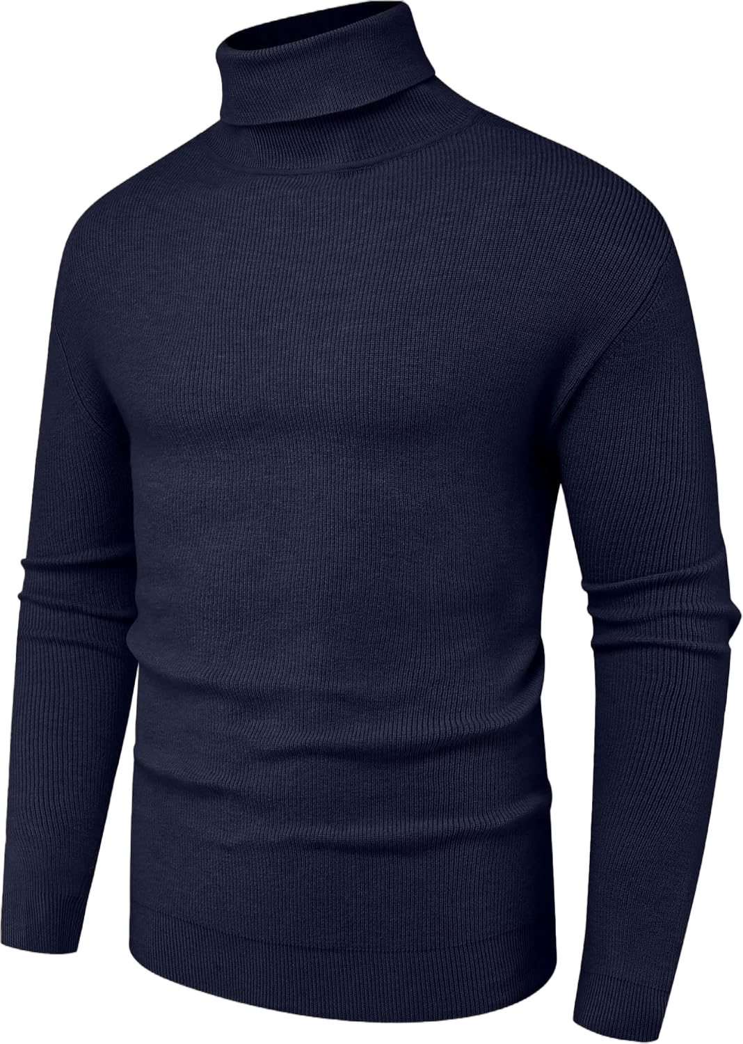 Sailwind Men's Ribbed Knitted Wool Casual Pullover Turtleneck Sweater Small Navy Blue