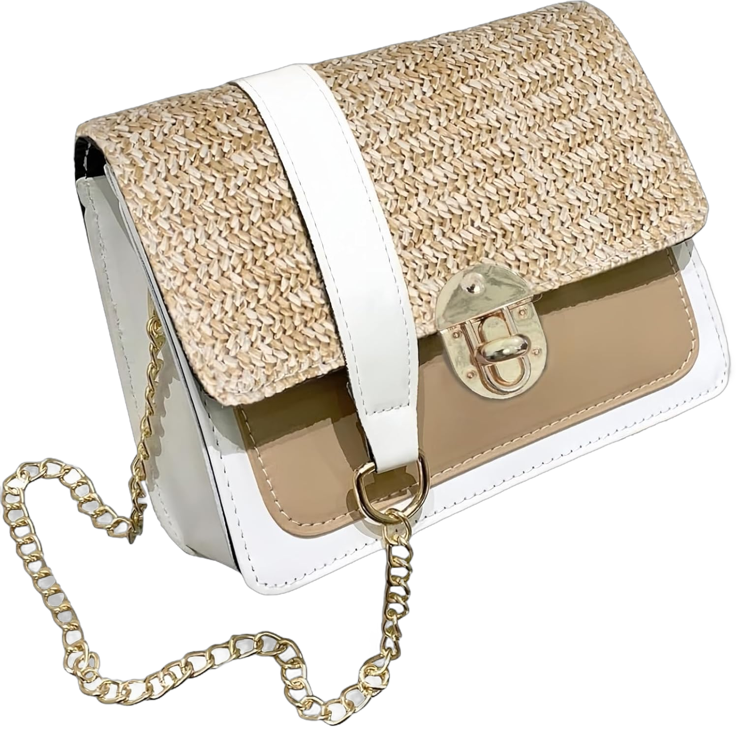 Straw Crossbody Bag Small Woven Leather Purse for Women Cute Shoulder Handbag Wallet Spring Summer Trendy