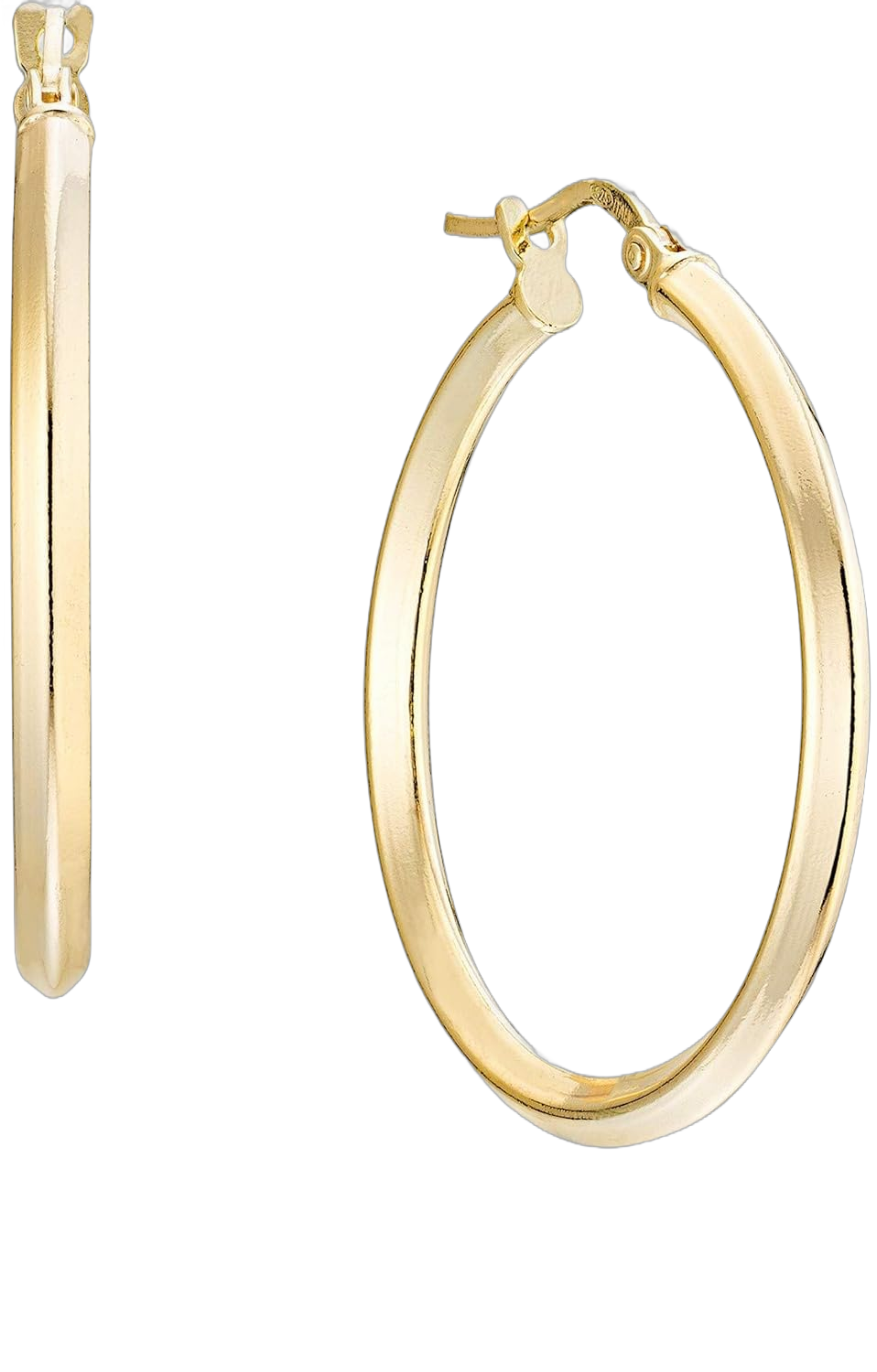 Miabella 18K Gold Over 925 Sterling Silver 2.5mm High Polished Knife Edge Hoop Earrings for Women Made in Italy 30mm (1 3/16 Inch)